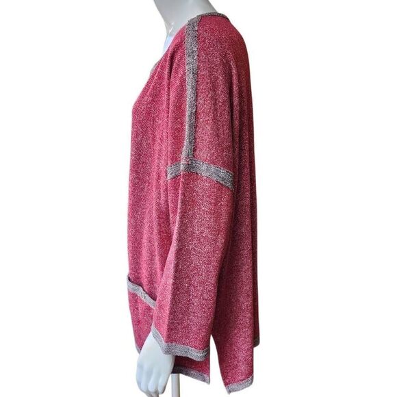 Multiple Red & Gray Long Sleeve Top (1X) - Picture 3 of 5